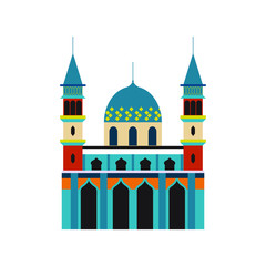 Colorful mosque flat style isolated in white background. Ramadan kareem illustration. eid.