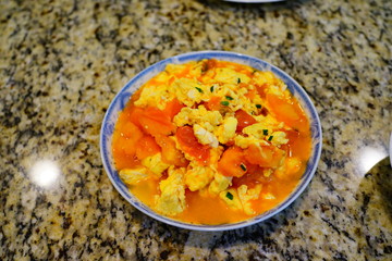 Chinese home made food: tomato fry egg