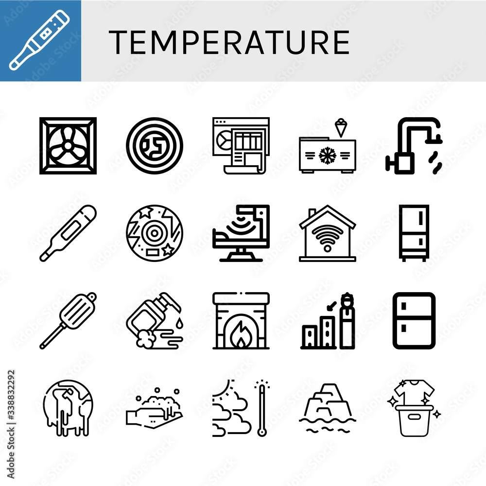 Poster temperature simple icons set
