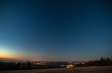 noc, niebo, sundown, iskra, woda, gród, krajobraz, księzyc, chmura, atramentowy, słońce,...