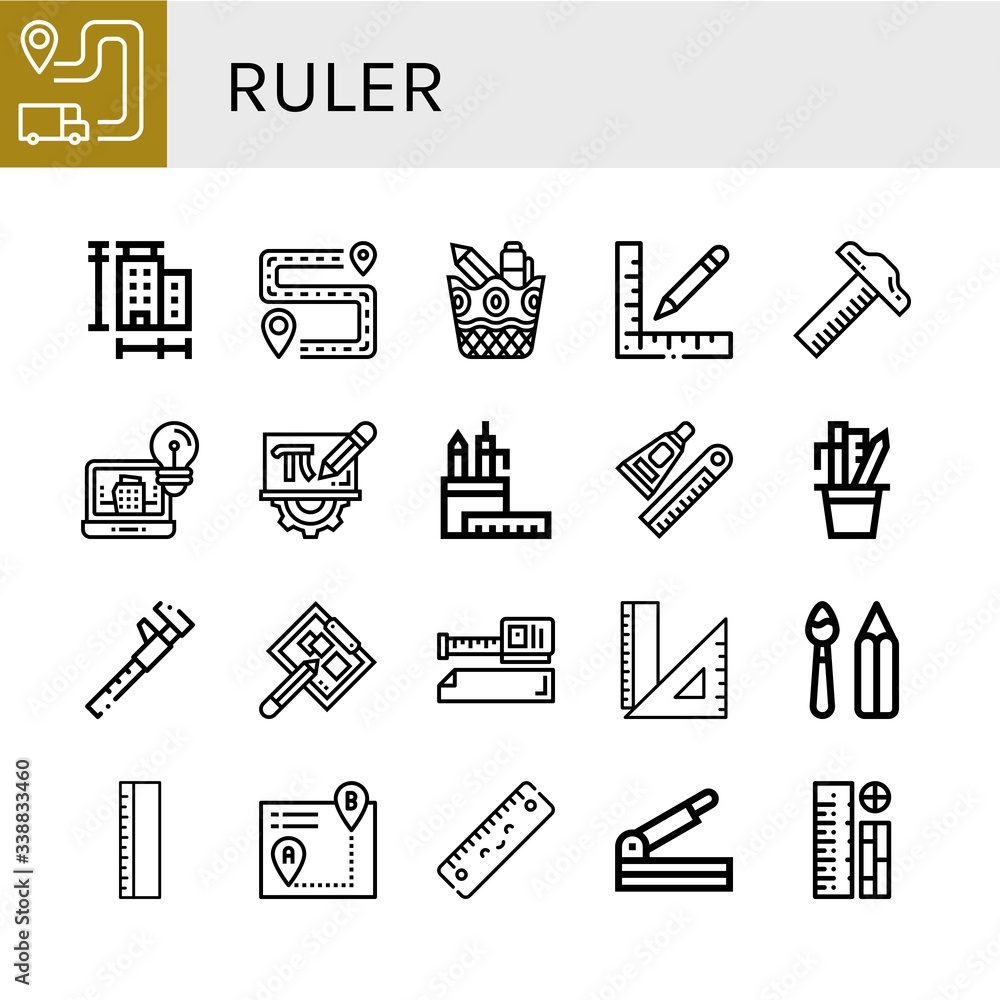 Poster ruler simple icons set