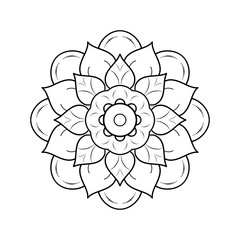 Circular Flower Mandala with vintage floral style, Vector mandala Oriental pattern, Hand drawn decorative element. Unique design with petal flower. Concept relax and meditation use for page logo book