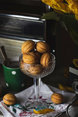 Homemade cookies nuts with boiled condensed milk