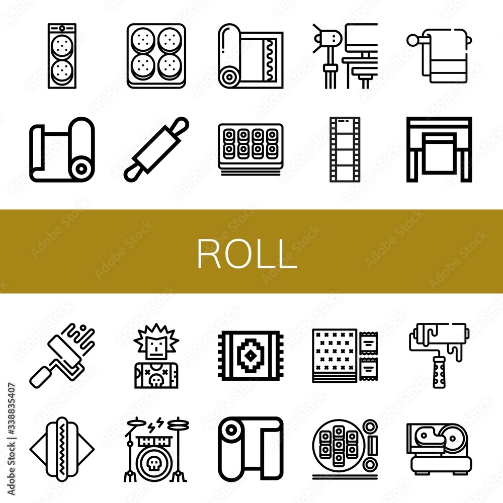 Poster roll simple icons set