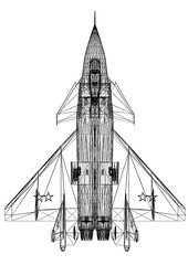 Military fighter jet blueprint