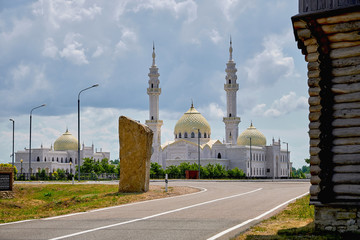 Beautiful white mosque in Bulgars. Republic of Tatarstan, Russia. Islam, religion and architecture.