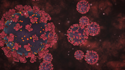 Fototapeta na wymiar coronavirus, covid-19 microscope view, pandemic danger (3d render)