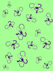 Abstract green background with violet flowers