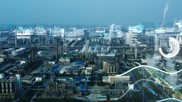 Modern plant and communication network concept. IoT (Internet of Things). INDUSTRY 4.0