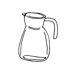 Hand-drawn coffee pot doodle. Black-white vector illustration for web, booklets, textiles.