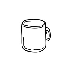 Hand drawn doodle mugs. Black-white vector illustration for web, booklets, textiles.
