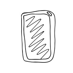 Cutting board hand-drawn doodle. Black-white vector illustration for web, booklets, textiles.