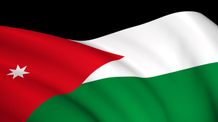 Jordan National Flag (Jordanian flag) - waving background illustration. Highly detailed realistic 3D rendering