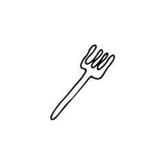 Hand-drawn doodle forks. Black-white vector illustration for web, booklets, textiles.