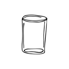 Hand-drawn doodle of a glass. Black-white vector illustration for web, booklets, textiles.