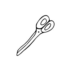 Doodle of hand-drawn scissors. Black-white vector illustration for web, booklets, textiles.