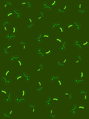 Abstract dark green background with bright green leaves