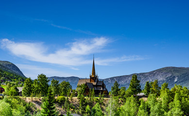 Stabkirche von Lom, Innlandet, Norwegen