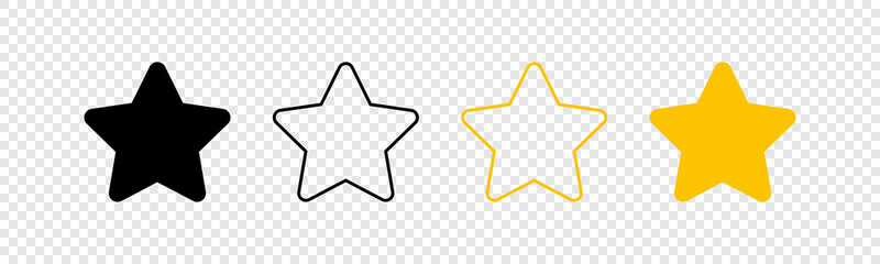 Stars icons. Stars in linear flat design. Star vector icon black and yellow color, isolated. Vector illustration - 338841872