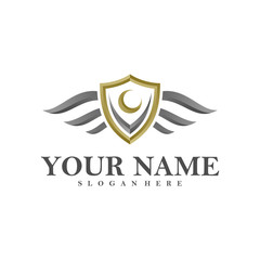 Wing Shield logo vector template, Creative Wings logo design concepts