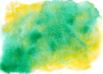 Abstract hand drawn watercolor background. Green yellow background.