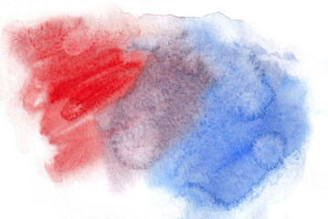 Abstract hand drawn watercolor background. Red blue  background.