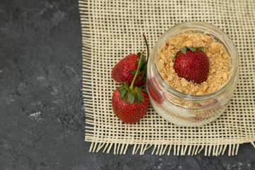 A magnolia with strawberry photo for food photography concept.