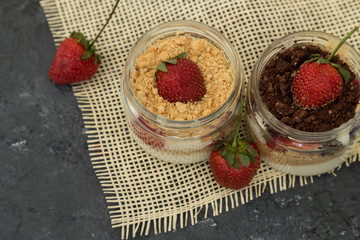 A magnolia with strawberry photo for food photography concept.