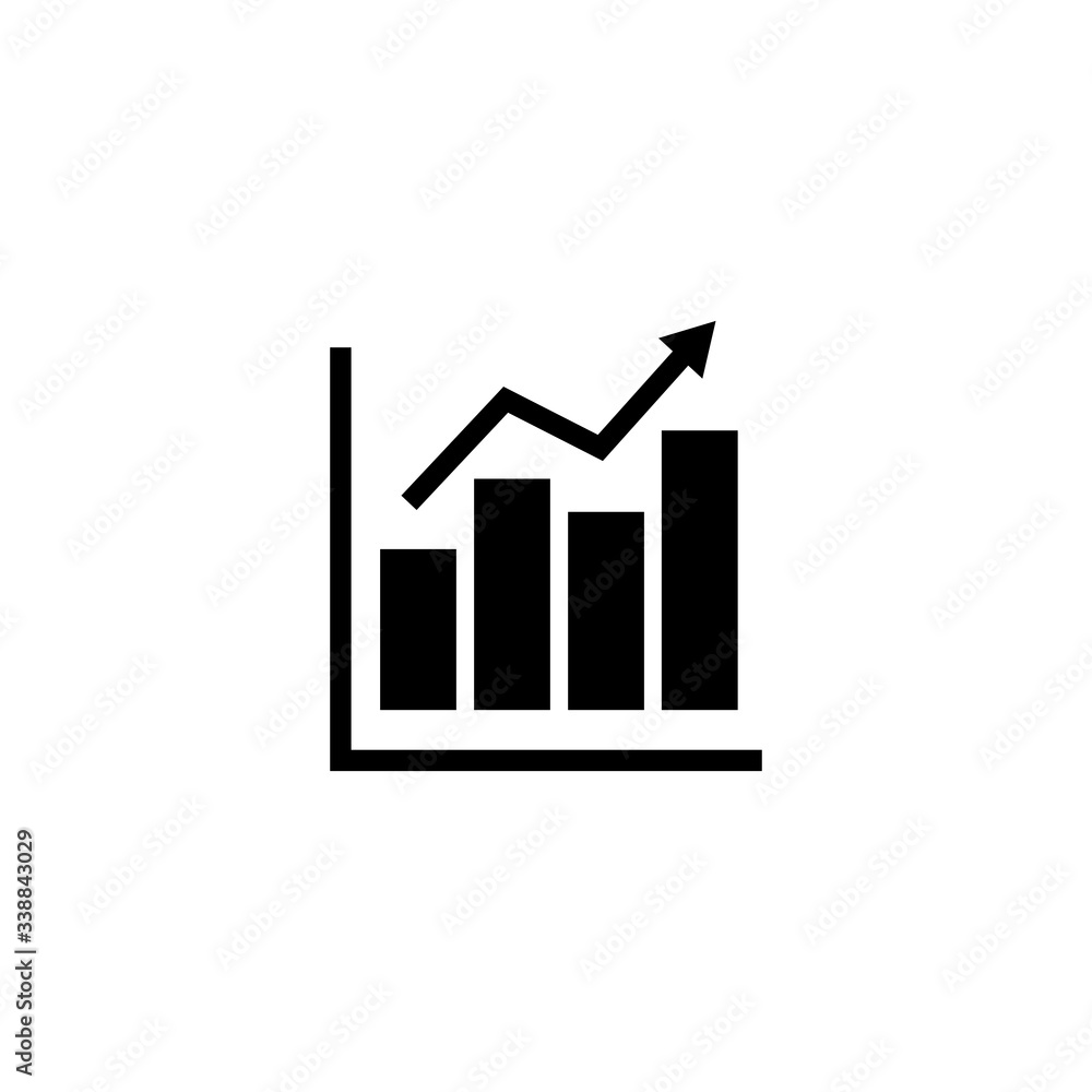 Poster growing graph icon, growing graph sign and symbol vector design