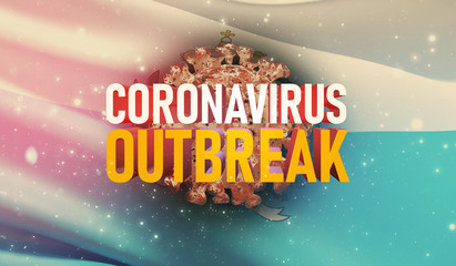 Coronavirus COVID-19 outbreak concept, health threatening virus, background waving national flag of San Marino. Pandemic stop Novel Coronavirus outbreak covid-19 3D illustration.