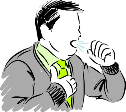 man with cough health problems vector illustration