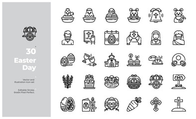 Vector Line Icons Set of Easter Element Icon. Editable Stroke. Design for Website, Mobile App and Printable Material. Easy to Edit & Customize.
