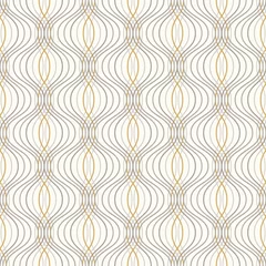 Wallpaper murals 1950s Ogee seamless vector curved pattern, abstract geometric background. Mid century modern wallpaper pattern.
