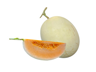 Honeydew sunlady cantaloupe smooth isolated on white with clipping path."Musk melon"
