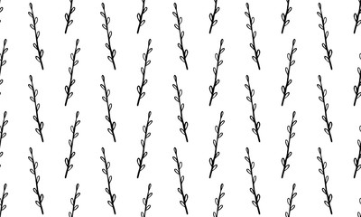 black and white spring branches on a white background. Can be used for print and design. putter illustration