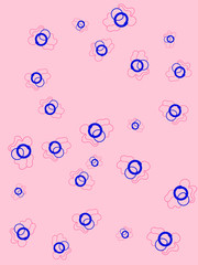 Abstract pale pink background with stylized flowers.