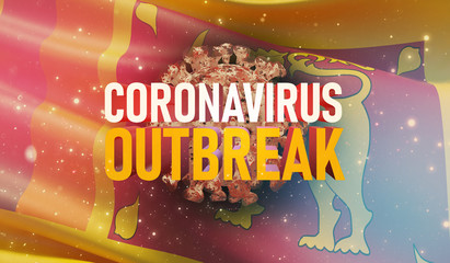 Coronavirus COVID-19 outbreak concept, health threatening virus, background waving national flag of Sri Lanka. Pandemic stop Novel Coronavirus outbreak covid-19 3D illustration.