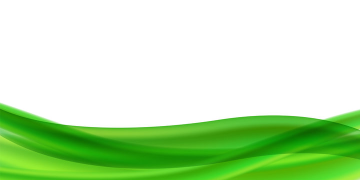 Horizontal vector abstract flyer or banner with place for text. Abstract background with green streams of liquid on a white background. Gradient mesh with transparency. Blank for advertising.