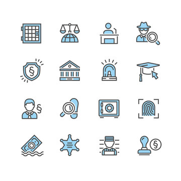 Law and Order Linear Vector Icons Set
