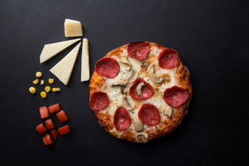 Thin Crust Pepperoni Pizza Top View