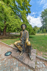 Novi Sad, Serbia - September 17, 2019: Monument to Djure Jaksica in the Danube Park in Novi Sad