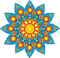 Festive colorful mandala 3 star pattern in vector form
