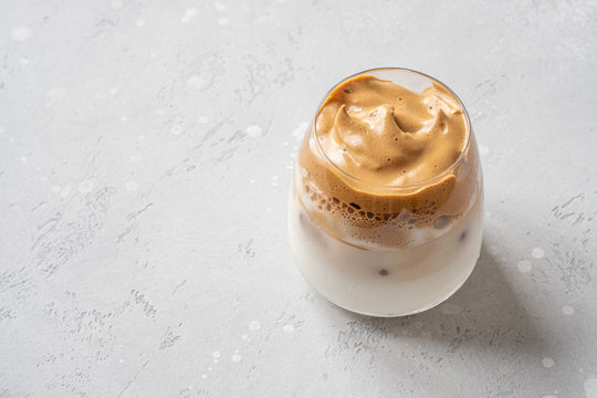 cold fresh iced dalonga wripped coffee with milk