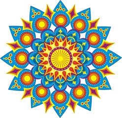 Festive colorful mandala 4 star pattern in vector form