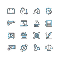 Law and Order Linear Vector Icons Set
