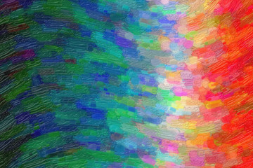 Blue and red waves Bristle Brush abstract paint background.