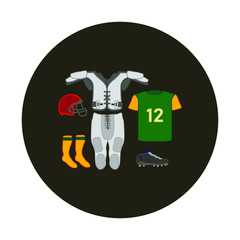 complete american football kit with protections. Vector illustration for web and mobile design.