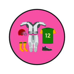 complete american football kit with protections. Vector illustration for web and mobile design.