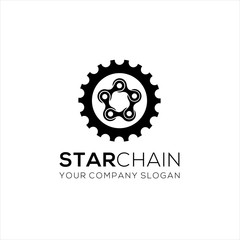 Fototapeta premium Star chain with gear logo, connection node