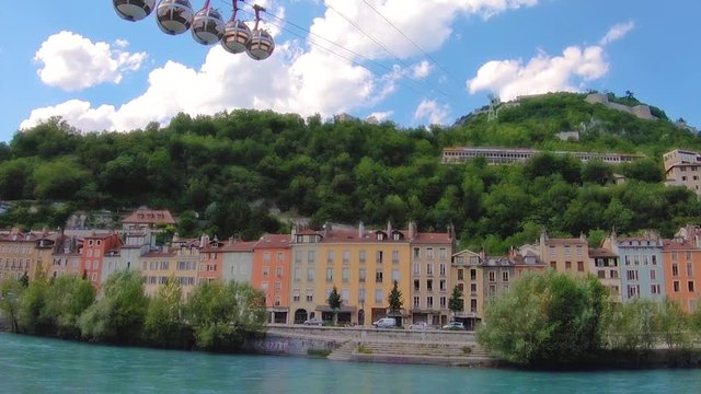 Timelapse of Bulles cablecar, Bastille hill in Grenoble, France